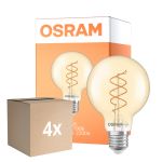 Multipack 4x Osram Vintage 1906 LED E27 Globe Fadenlampe Twist Gold 8W 806lm - 922 Extra Warmweiß | Höchste Farbwiedergabe - Dimmbar - Ersatz Für 60W