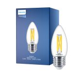 Philips MASTER LED E27 Kerze Fadenlampe Klar 3.4W 470lm - 922-927 Dim To Warm | Höchste Farbwiedergabe - Dimmbar - Ersatz Für 40W