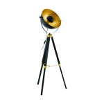 Eglo Stehlampe Covaleda Holz Stahl Schwarz Gold | IP20 - Geeignet für 1x E27 
