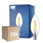 Multipack 10x Philips MASTER LED E14 Kerze Fadenlampe Klar 2.5W 340lm - 922-927 Dim To Warm | Höchste Farbwiedergabe - Dimmbar - Ersatz Für 25W